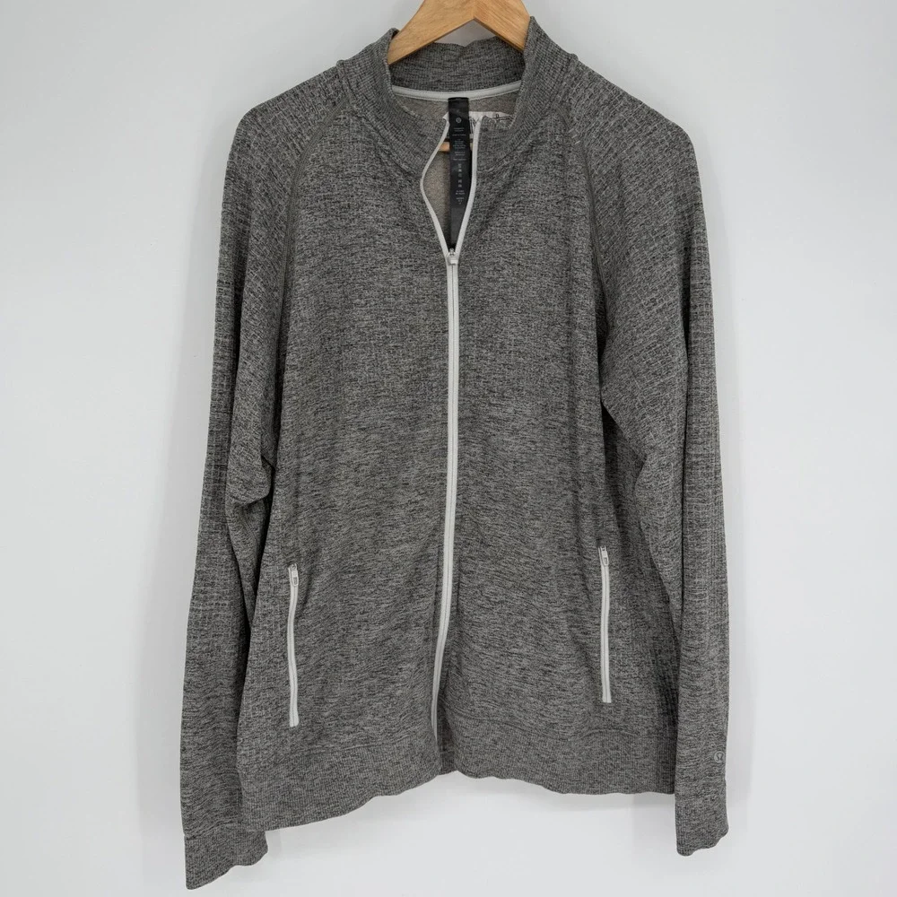 Lululemon Engineered Warmth Jacket Full Zip Grey Space Dye Merino Wool XL